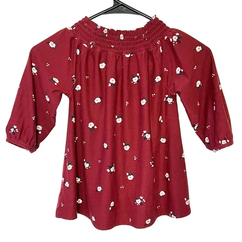 Old Navy burgundy floral 3/4 sleeve top